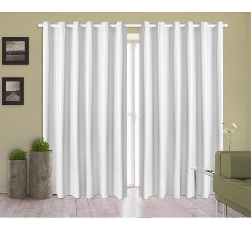 Cortina Blackout 4,2 X 2,8 M Bella Janela Pratika Lisa Cromo Cor Branco