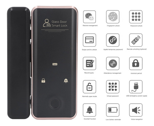 Cerradura Electrónica Inteligente De Puerta De Vidrio Con Hu
