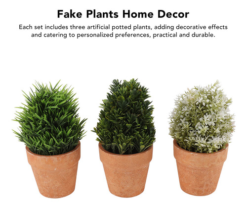 3 Plantas Artificiales Falsas Mini Plantas En Maceta