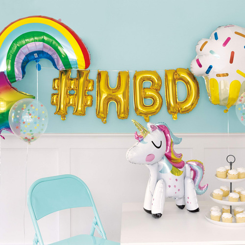 Globo De Aluminio Gigante Multicolor 74 Cm Para Cupcakes