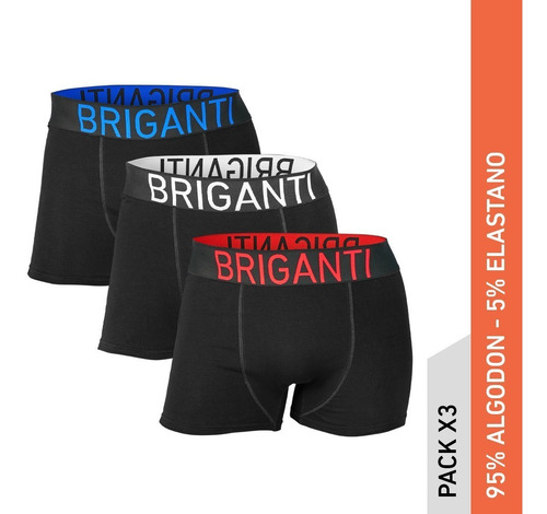 Imagen 3 de 10 de Boxer Pack X3 Hombre Algodon Briganti Calzoncillos Hxim09531