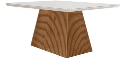 Mesa de comedor Aida de 120 cm en MDF y cristal blanco roto
