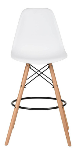 Silla De Bar Eames Patas En Madera Para Barra Blanco