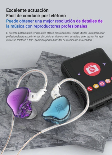 Imagen 6 de 9 de Auriculares In-ear Kz Edc 1dd Sin Microfono Cable Fijo Ofc