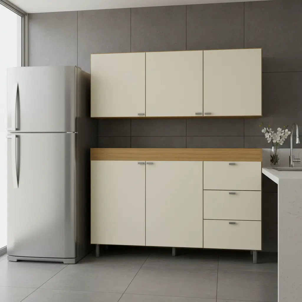 Combo Muebles Cocina Orlandi Bajo Mesada + Alacena 120cm Melamina Malta