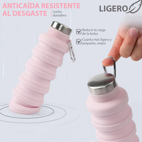 Botella Agua Plegable Silicona Deportiva Portatil 500ml