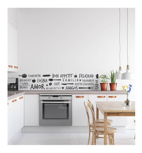 Vinilo Decorativo Guarda Frases Cocina 150x30 Adhesivo Calco