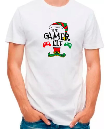 Franela Para Hombre Diseño Navidad Elfo El Gamer 