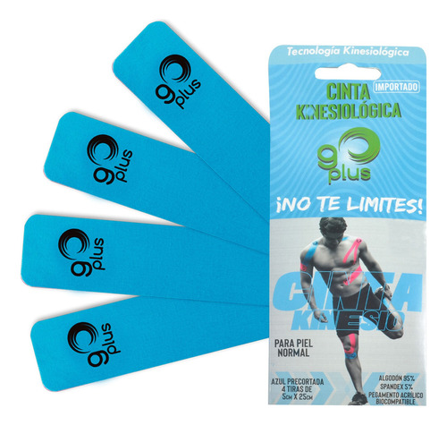 Cinta Kinesiologica Deportiva Azul, 4 Tiras 5 Cm X 25 Cm, On