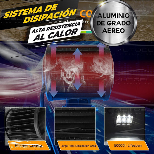 Imagen 5 de 10 de Juego Faros Led Cree Barra 6 Led 18w Cuadrado Jeep 4x4 Rzr