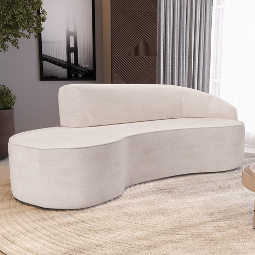 Sofá 4 Lugares Curvo Sala Firenze Dir Linho Cru 260cm D-461