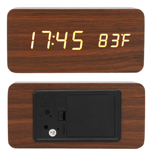 Reloj Electrónico Digital Led Con Alarma De Madera, 3 Nivele