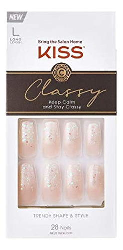 Kiss Classy French Nail Manicure Kit Con Acabado En Gel, Lar