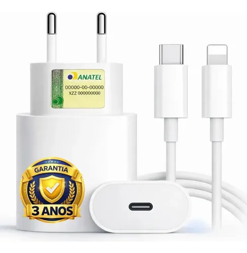 Carregador Compativel Com iPhone 8 X Xr 11 12 13 14 Pro Max Turbo...