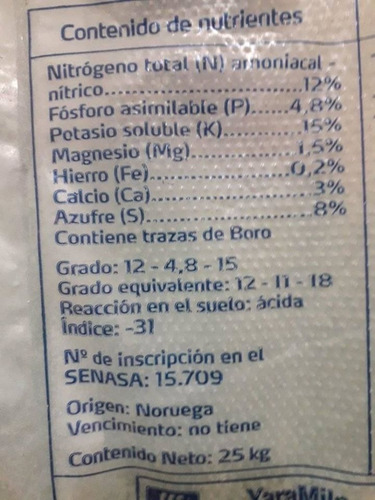 Imagen 2 de 3 de Fertilizante Nitrofoska Azul X 1 Kg Fertilizante Nitrogeno