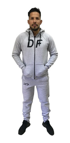 Imagen 1 de 4 de Campera Df Grande + Pantalon Df Conjunto Deportivo Gris