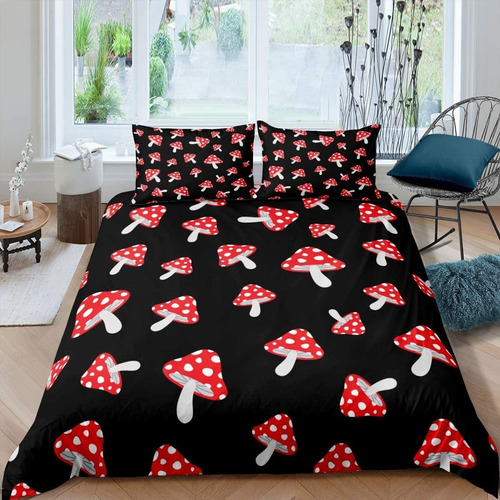 Lindo Juego De Ropa De Cama De Hongos Juego De Funda De...