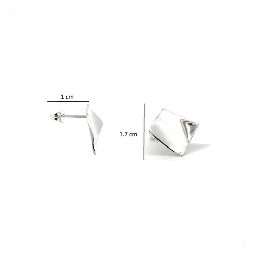 Arete Broquel Cuadro Liso De Plata .925 Agálea Mujer