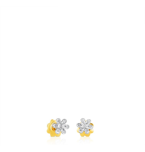 Pendientes De Flores Oro Blanco Y Diamantes Puppies