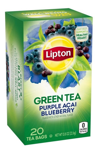 Te Verde Lipton Purple Acai Blueberry 20 Bolsitas Divino