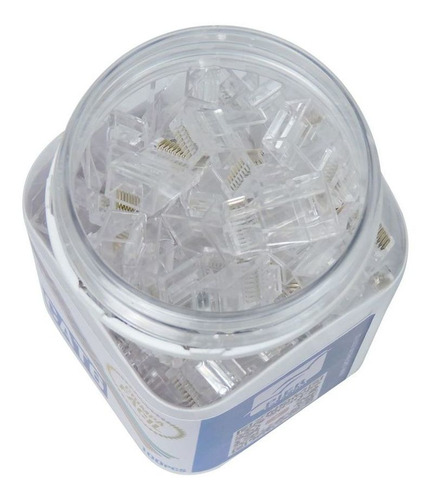 Imagem 4 de 12 de Pote 100 Conectores Rj45 Ez Crimp Cat6 + Alicate De Crimpar