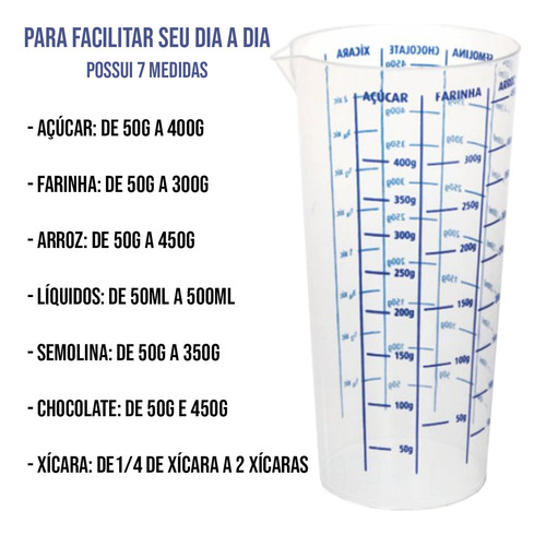 Copo Medida 500ml + Pote Redondo Com Tampa 5,2 Litros Colors