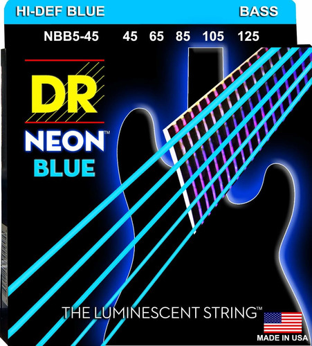 Dr Strings Nb5-45 Cuerda Bajo Color Azul Neon Definicion