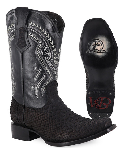 Bota Vaquera Para Hombre Piel De Piton Nobuck El Malcreado