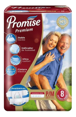 Pañales Para Adulto Promise Premium P/m X 8 Un Talle Pequeño / Mediano