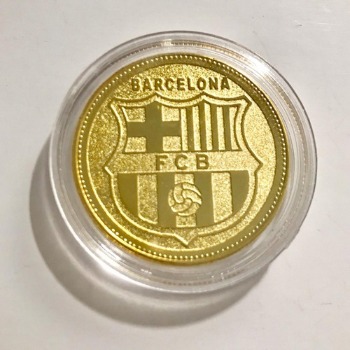 Moneda Club Barcelona Baño Oro 14k Uefa Regalo Campeón Barça