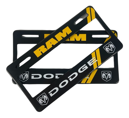 Par Marcos Portaplacas Dodge Ram Amarillo Tipo Europeo Ancho