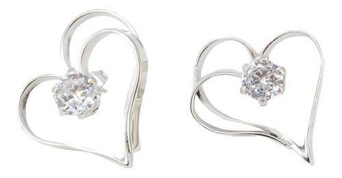 Aretes Doble Corazón Marca Ketzalia De Plata Ley .925