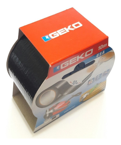 Cinta Duct Tape Geko Usa Negra Reforzada C/tela X 10 Metros