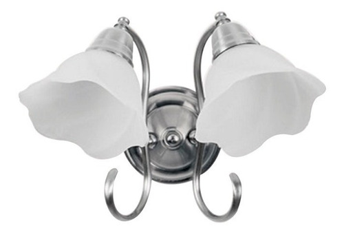 Imagen 2 de 9 de Lamparas Aplique Pared Bronce O Platil 2 Luces Bajo Consumo