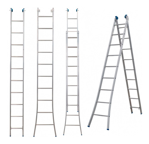 Escada De Alumínio Extensiva 2 X 10 - 20 Degraus Alumasa