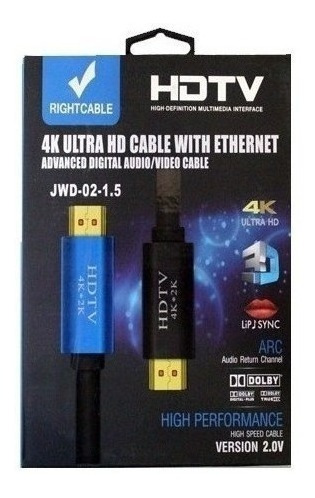 Imagen 4 de 4 de Cable Hdmi 4k Hd - 1.5m - Ultra Resistente