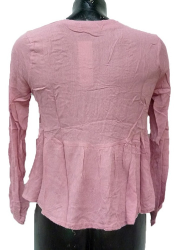Blusa Campesina Manga Larga Fresca Con Encaje