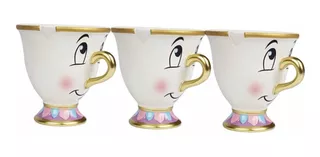 Taza De Chip 240ml La Bella Y La Bestia Disney Original 3 Pz