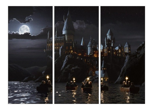 Cuadro Decorativo Tríptico Moderno Castillo Harry Potter