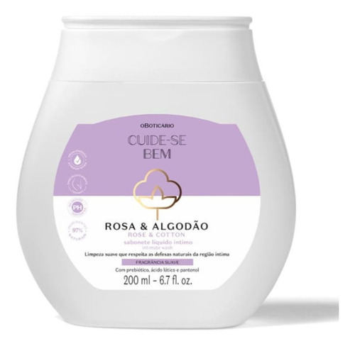 Cuide-se Bem Rosa Algodão Sabonete Íntimo 200ml Oboticário