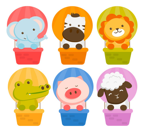Stickers Animales En Globo Infantil Habitacion Bebe Niño