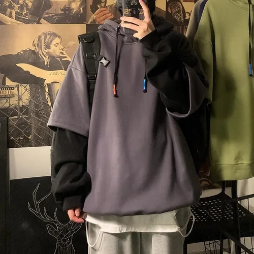 Sudadera Con Capucha Y Bloques De Color Para Hombre - Trendy
