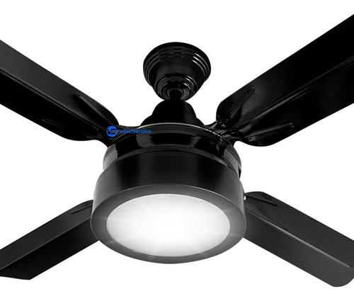 Ventilador Techo Palas Metálicas Plafon 2 Luces Estructura Negro