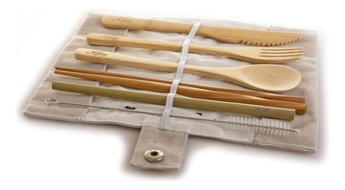 Juego De Cubiertos De Bambu Reutilizables Tenedor, Cuchar...
