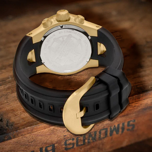 Pulseira Invicta S1 Rally Com Fecho Dourado 1510 1506 1511 Cor Preto