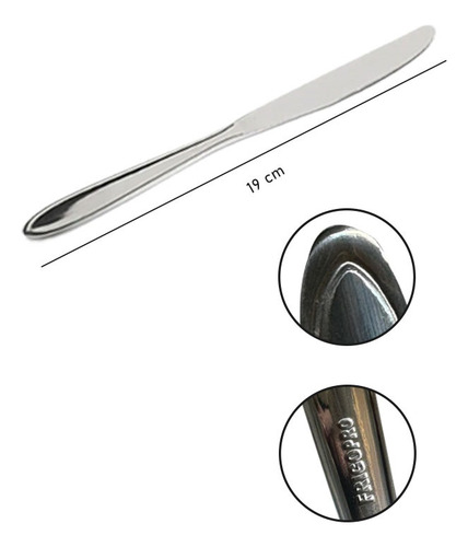 Faca De Sobremesa 12 Pçs Em Aço Inox Estrela Frigopro Cor Prateado
