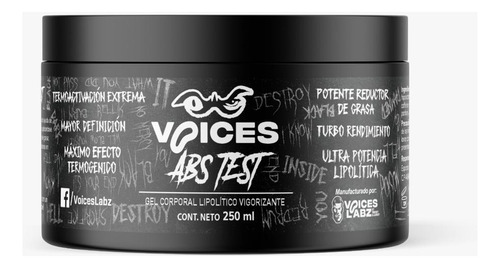 Gel Corporal Abs Test De Voices Labz 250ml En Tarro 50 Servs Bergamota