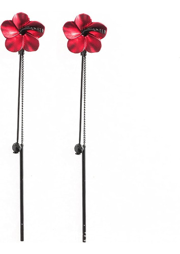 Aretes Flor Amapola Para Mujer Y Niña Diseño Flores Rojas Y