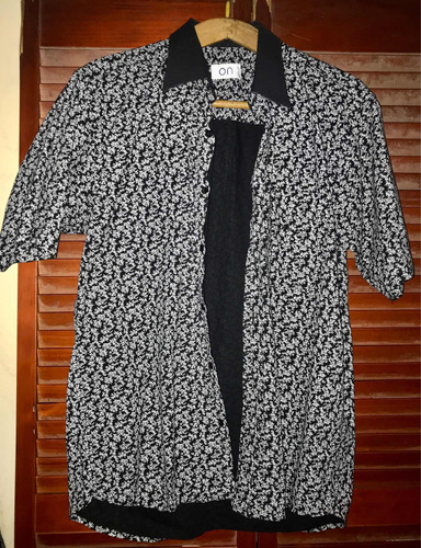 Camisa De Hombre Manga Corta Estampada Talle L