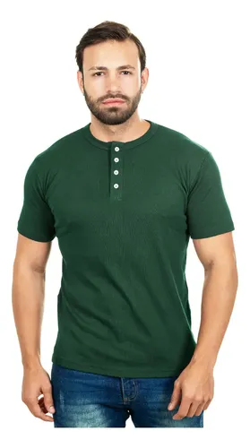 Camiseta Henley Slim 4 Botões Manga Curta